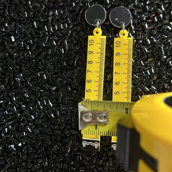 Yellow & Black Ruler Earrings for Pierced Ears - Picture 4 of 10